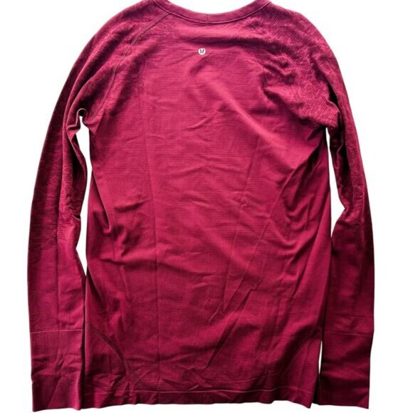 Lululemon Swiftly Tech Long Sleeve Crew 12 *Original Fit Deep Ruby Red Floral - Picture 5 of 5